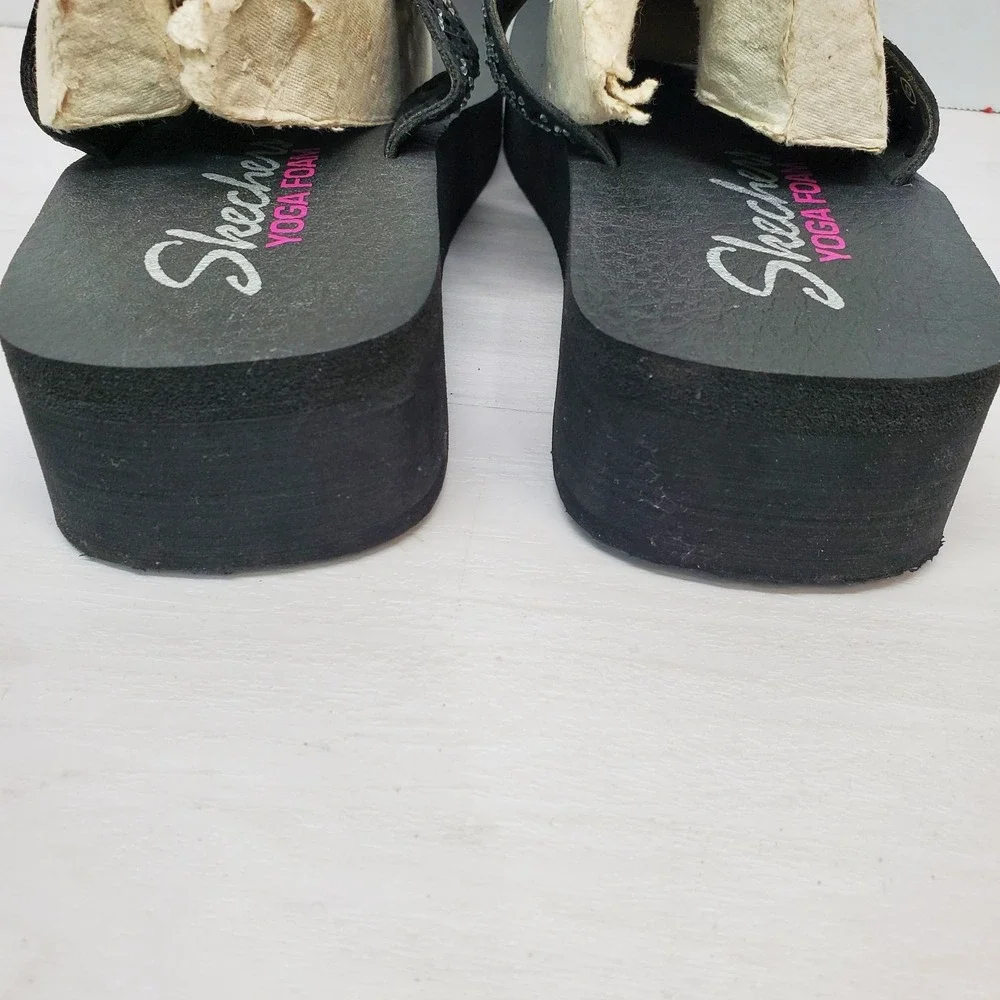 Skechers Yoga Foam Beeded Flip Flops Womens 9 Boho Fast Shipping